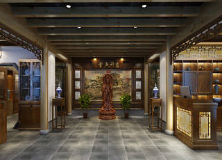传统色彩的中式风格店面展厅设计装修效果图赏析