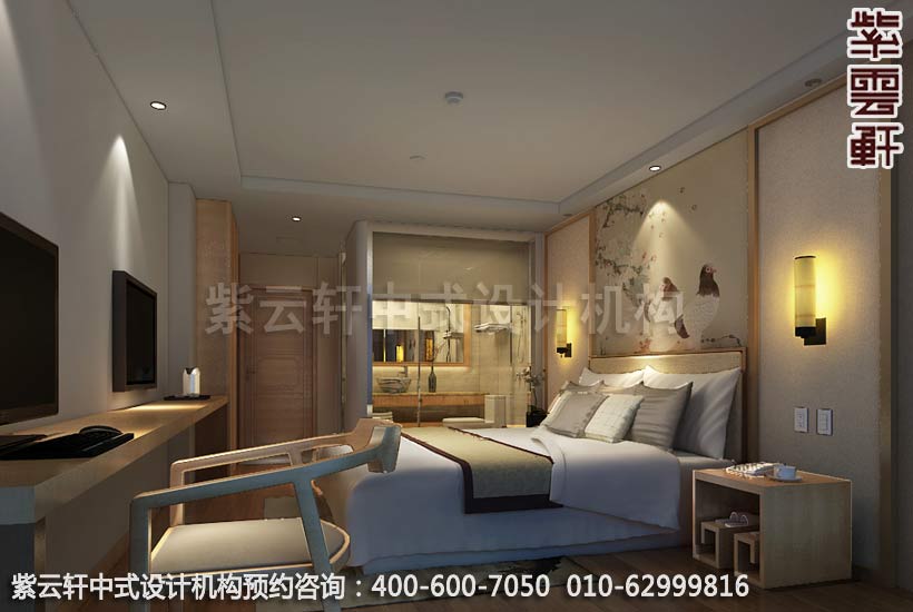 酒店大床房中式装修效果图