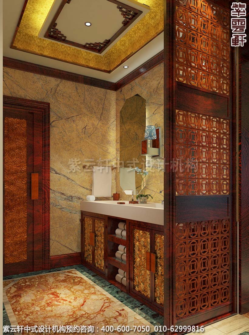 别墅洗手间古典中式装修效果图