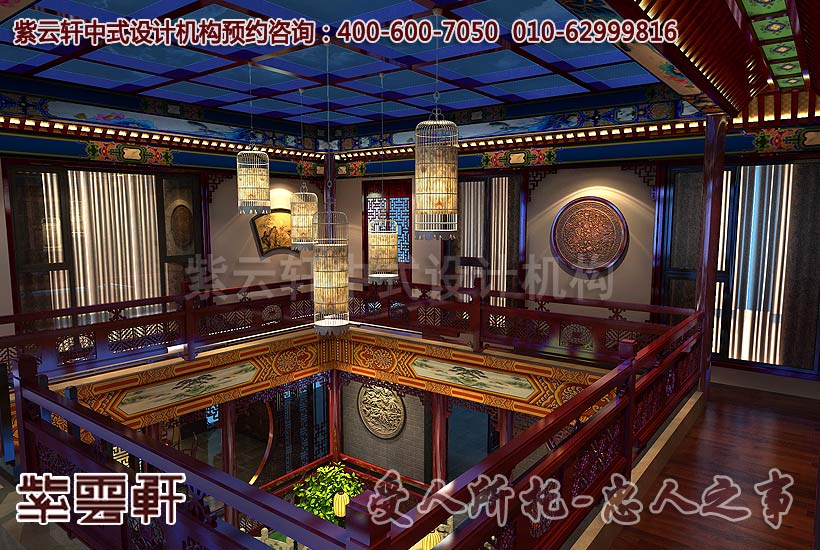 二楼过道中式设计效果图