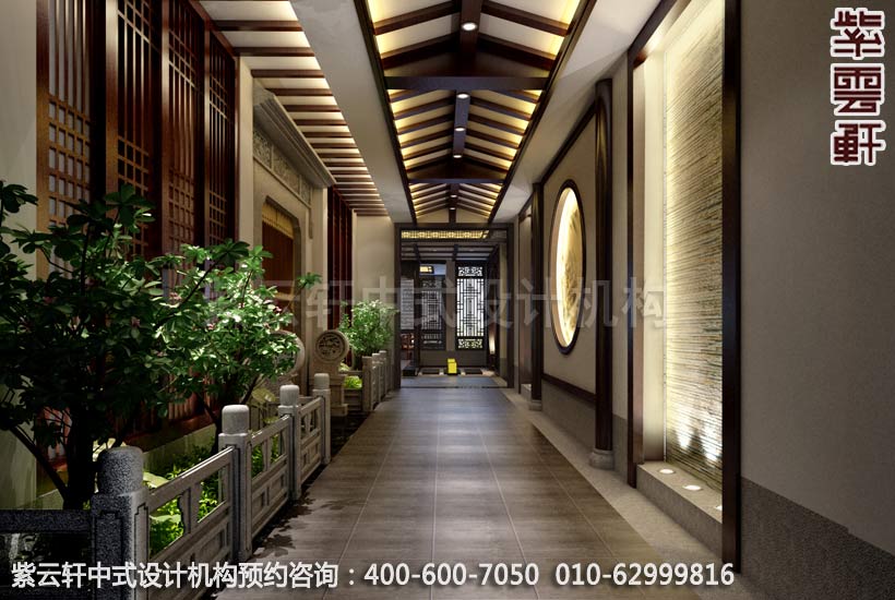 私人会所过道简约中式设计案例图