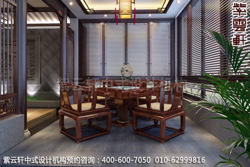 私人会所棋牌室简约中式设计案例图