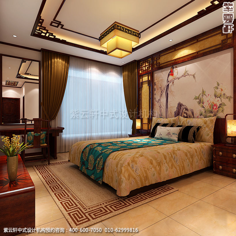 保定精品住宅古典中式装修主卧