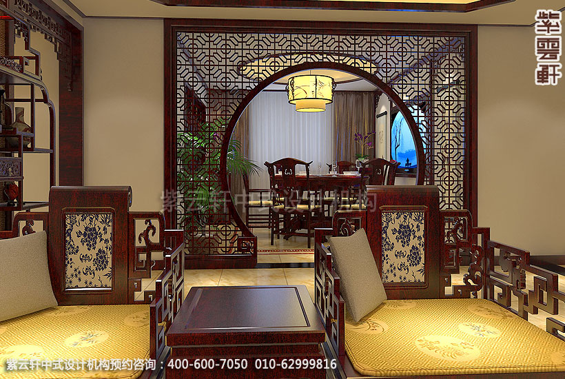 古典中式装修禅意设计住宅 刘宅客厅餐厅